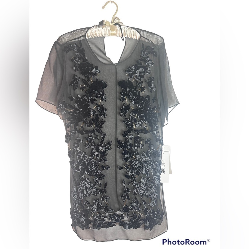 100% silk gorgeous delicate black tunic top. Rare